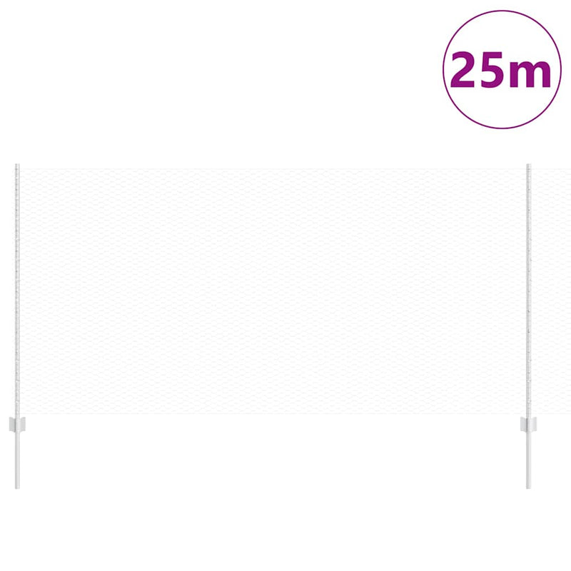 Load image into Gallery viewer, Vidaxl hek met paal zilver 1,2 x 25 m staal
