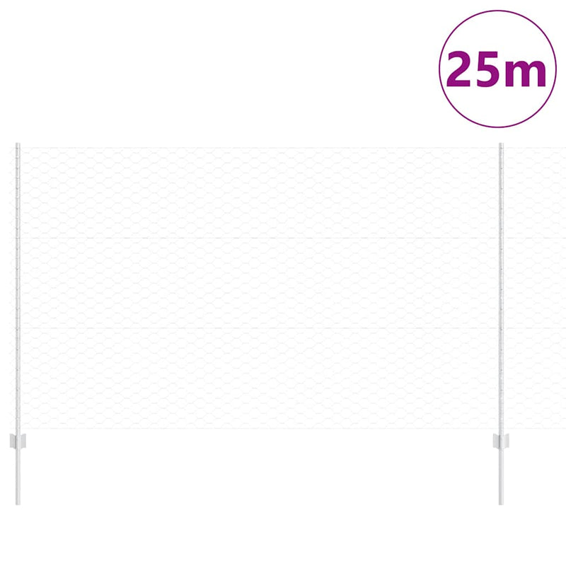 Load image into Gallery viewer, Vidaxl hek met paal zilver 1,4 x 25 m staal
