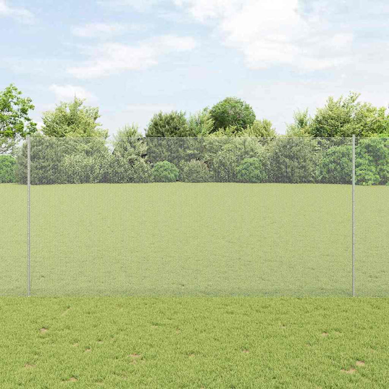 Load image into Gallery viewer, Vidaxl hek met paal zilver 1,6 x 25 m staal
