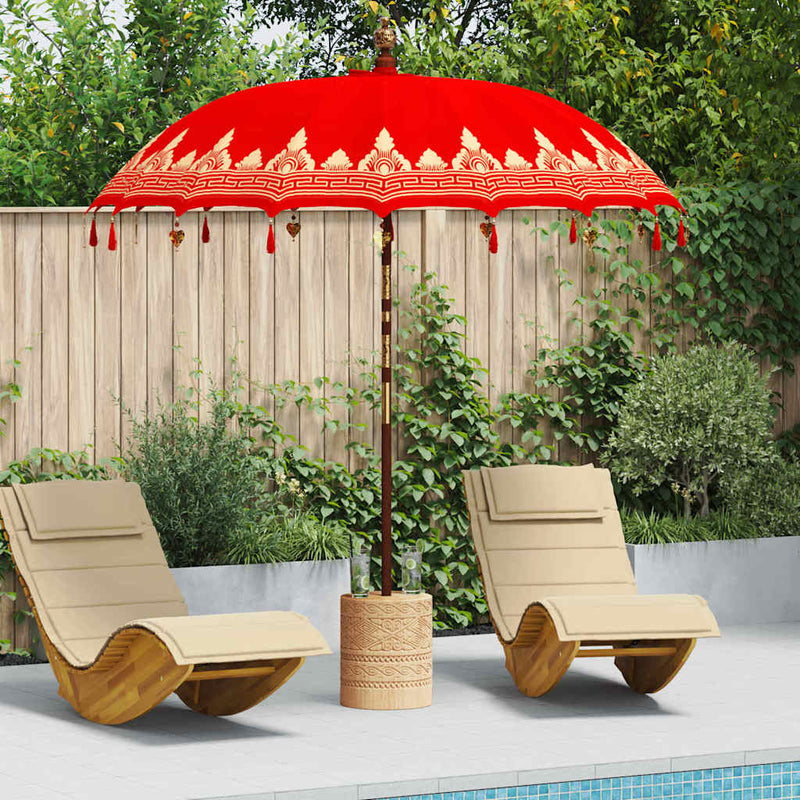 Load image into Gallery viewer, Vidaxl balinese parasol rood 215 x 215 x 260 cm
