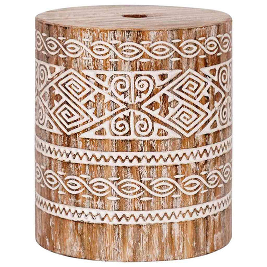 Vidaxl parasolvoet wit gewassen ø34 x 40 cm massief hout