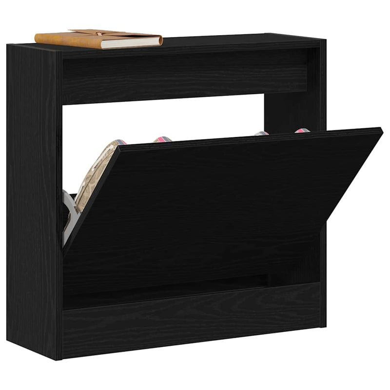 Load image into Gallery viewer, Vidaxl schoenenkast met plank zwart eiken 60 x 21 x 57 cm bewerkt hout
