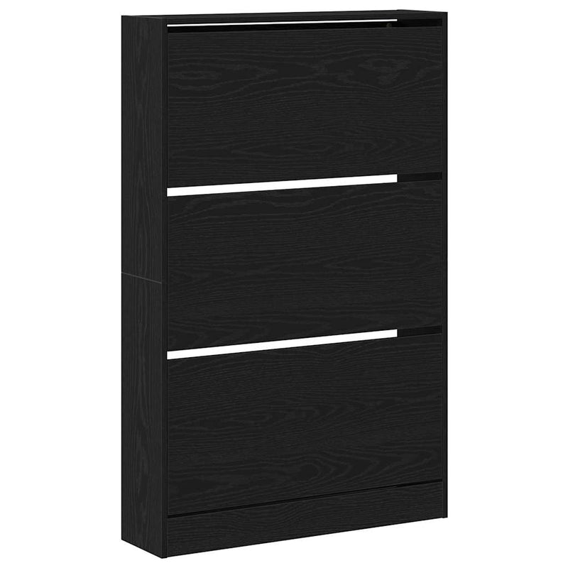 Load image into Gallery viewer, Vidaxl schoenenkast zwart eiken 80 x 21 x 125,5 cm bewerkt hout
