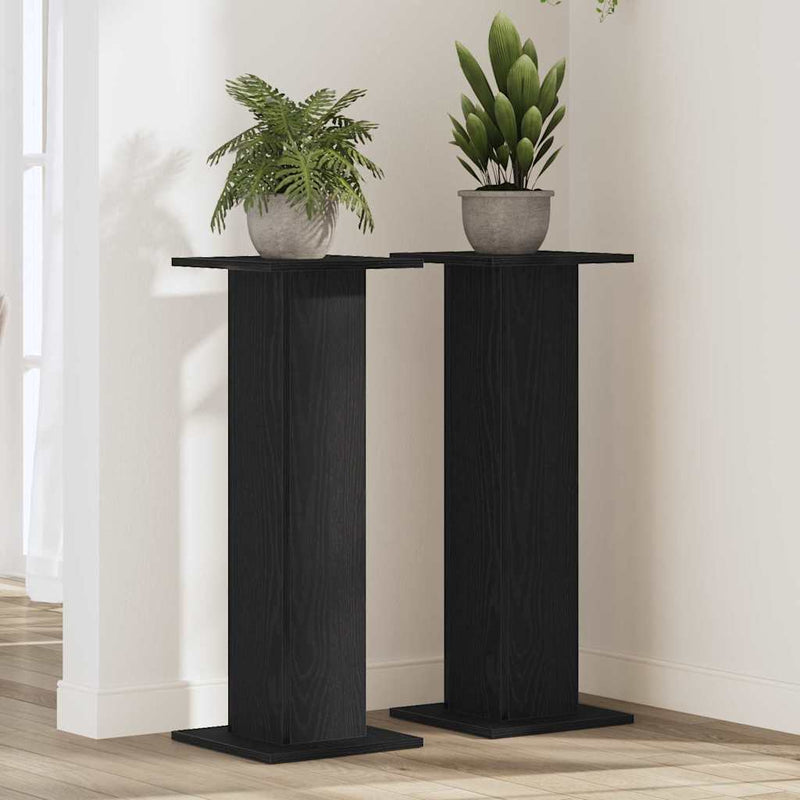 Load image into Gallery viewer, Vidaxl plantenstandaard 2 pcs zwart eiken 30 x 30 x 80 cm bewerkt hout
