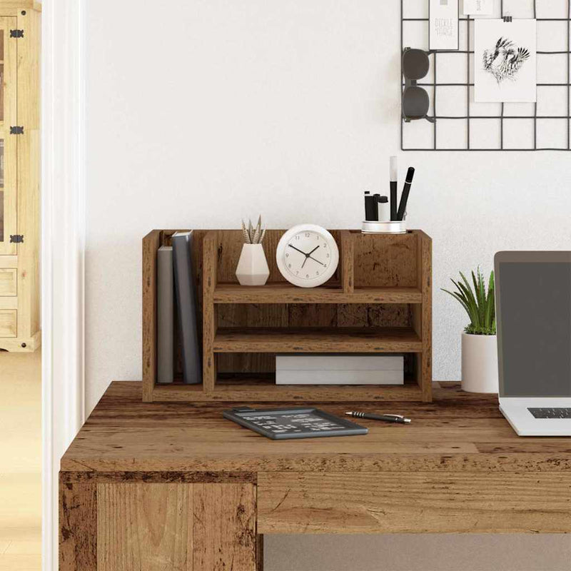 Load image into Gallery viewer, Vidaxl bureau organizer oudhout 44,5 x 24 x 25 cm bewerkt hout
