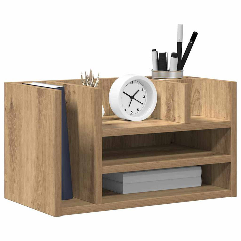 Load image into Gallery viewer, Vidaxl bureau organizer zwart eiken 44,5 x 24 x 25 cm bewerkt hout
