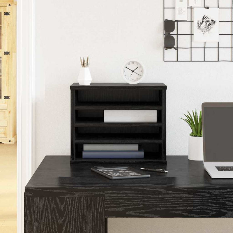 Load image into Gallery viewer, Vidaxl bureau organizer zwart eiken 36 x 26 x 29,5 cm bewerkt hout
