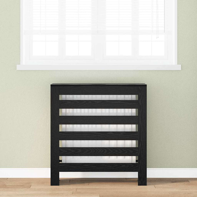 Load image into Gallery viewer, Vidaxl radiatorafdekking zwart eiken 78 x 20 x 82 cm bewerkt hout
