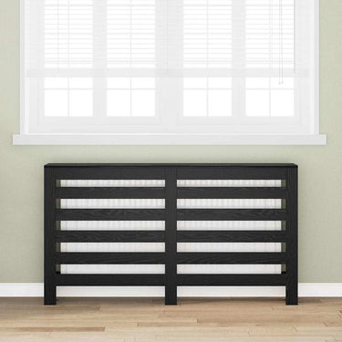 Vidaxl radiatorafdekking zwart eiken 149 x 20 x 82 cm bewerkt hout