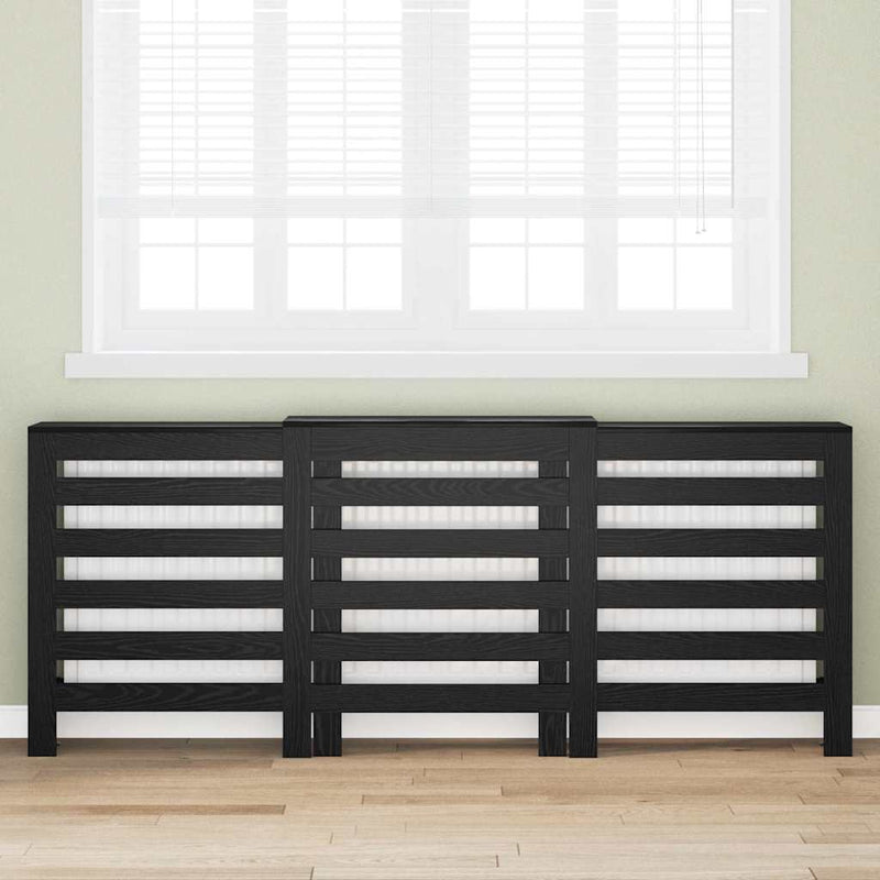 Load image into Gallery viewer, Vidaxl radiatorafdekking zwart eiken 205 x 21,5 x 83,5 cm bewerkt hout
