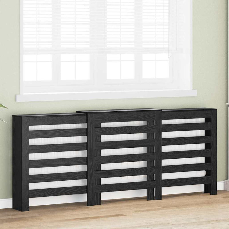 Load image into Gallery viewer, Vidaxl radiatorafdekking zwart eiken 205 x 21,5 x 83,5 cm bewerkt hout
