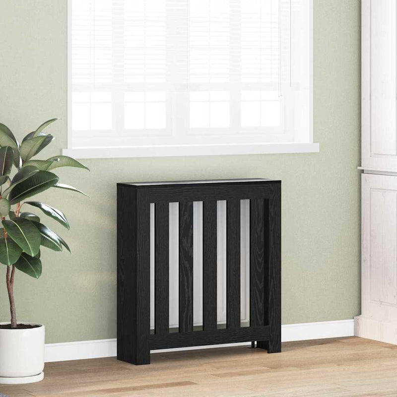 Load image into Gallery viewer, Vidaxl radiatorafdekking zwart eiken 78 x 20 x 82 cm bewerkt hout
