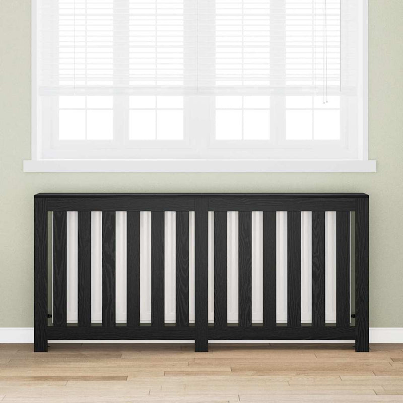 Load image into Gallery viewer, Vidaxl radiatorafdekking zwart eiken 175 x 20 x 82 cm bewerkt hout
