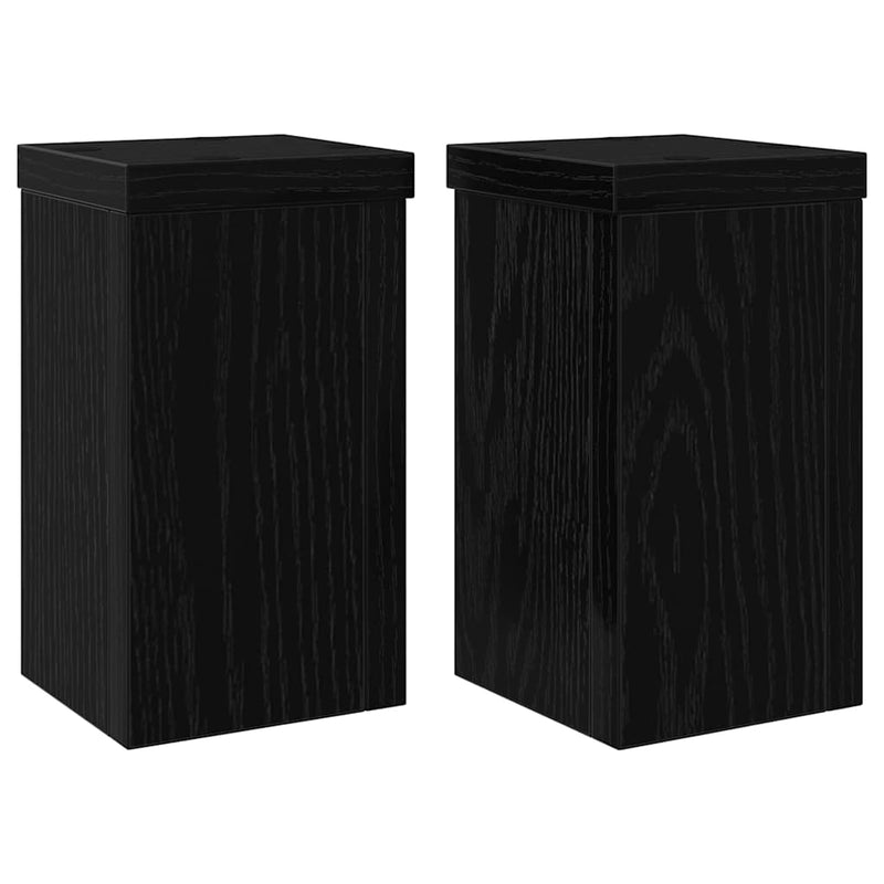 Load image into Gallery viewer, Vidaxl plantenstandaard 2 pcs zwart eiken 10 x 10 x 18 cm bewerkt hout
