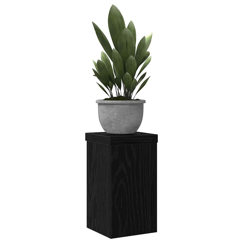 Load image into Gallery viewer, Vidaxl plantenstandaard 2 pcs zwart eiken 10 x 10 x 18 cm bewerkt hout
