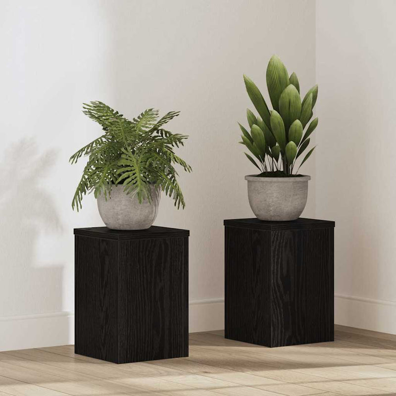 Load image into Gallery viewer, Vidaxl plantenstandaard 2 pcs zwart eiken 20 x 20 x 30 cm bewerkt hout

