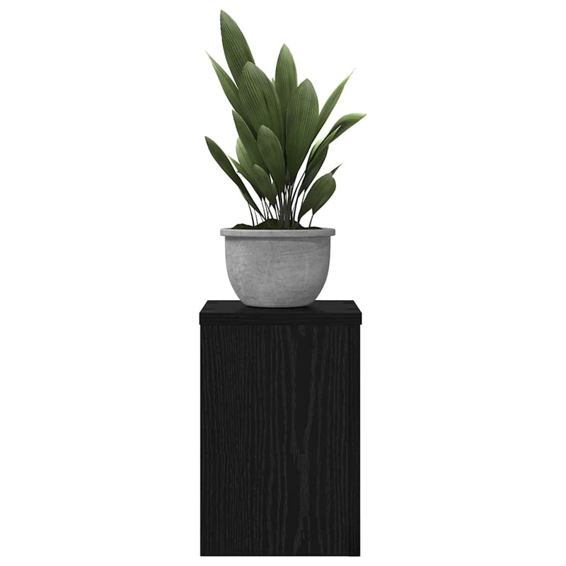 Load image into Gallery viewer, Vidaxl plantenstandaard 2 pcs zwart eiken 20 x 20 x 30 cm bewerkt hout
