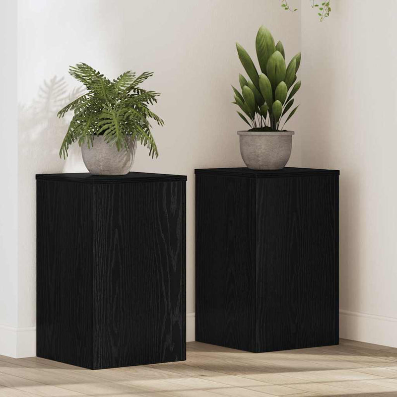 Load image into Gallery viewer, Vidaxl plantenstandaard 2 pcs zwart eiken 30 x 30 x 50 cm bewerkt hout
