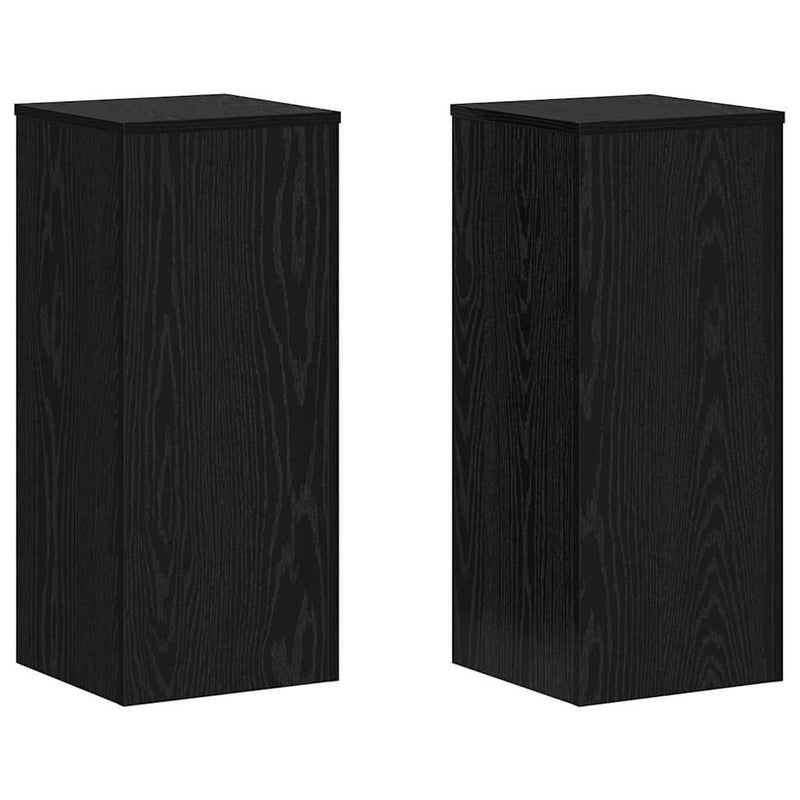 Load image into Gallery viewer, Vidaxl plantenstandaard 2 pcs zwart eiken 30 x 30 x 70 cm bewerkt hout
