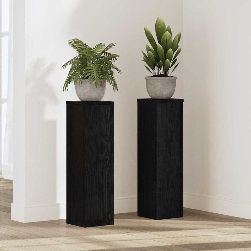 Load image into Gallery viewer, Vidaxl plantenstandaard 2 pcs zwart eiken 17 x 17 x 60 cm bewerkt hout
