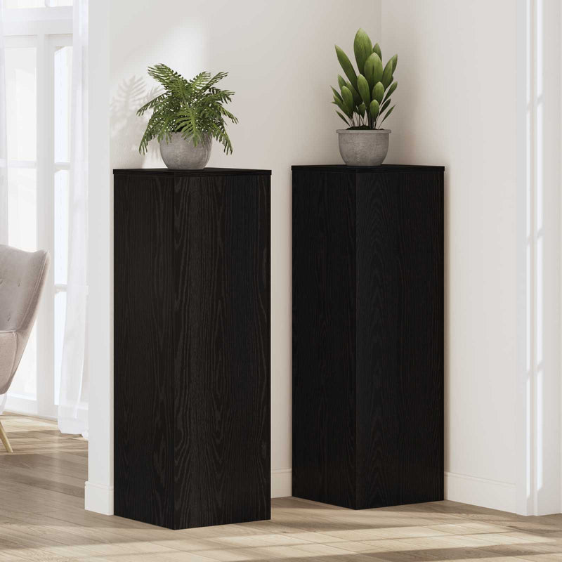 Load image into Gallery viewer, Vidaxl plantenstandaard zwart eiken 33 x 33 x 100 cm bewerkt hout
