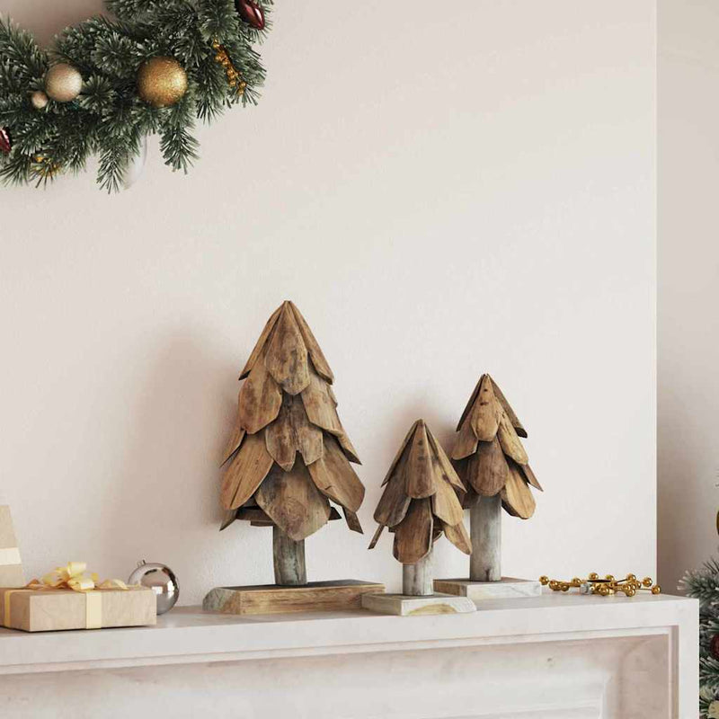 Load image into Gallery viewer, Vidaxl kerstboom met standaard 3 pcs bruin massief teakhout
