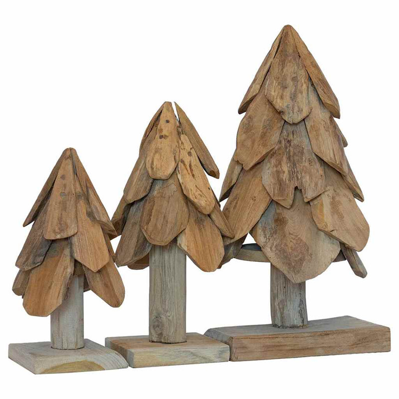 Load image into Gallery viewer, Vidaxl kerstboom met standaard 3 pcs bruin massief teakhout
