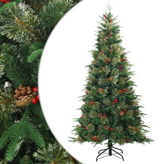Vidaxl kunstmatige inklapbare kerstboom groen 210 cm pvc, pe en staal