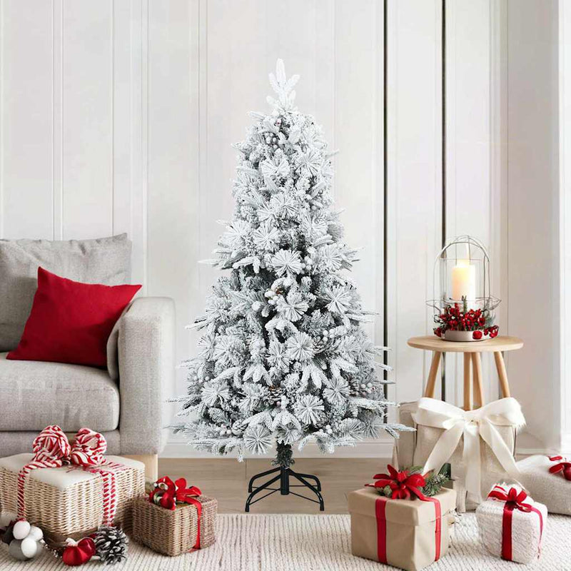 Load image into Gallery viewer, Vidaxl kunst kerstboom met geveerde takken, sneeuw bedekt wit 150 cm
