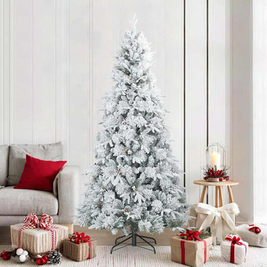 Vidaxl kunst kerstboom met geveerde takken, sneeuw bedekt wit 210 cm