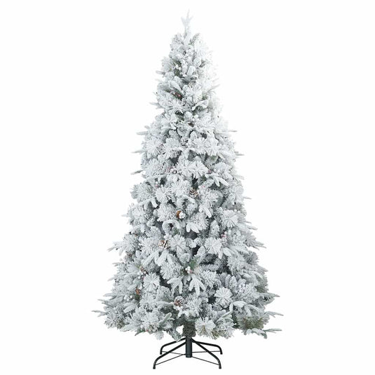 Vidaxl kunst kerstboom met geveerde takken, sneeuw bedekt wit 210 cm