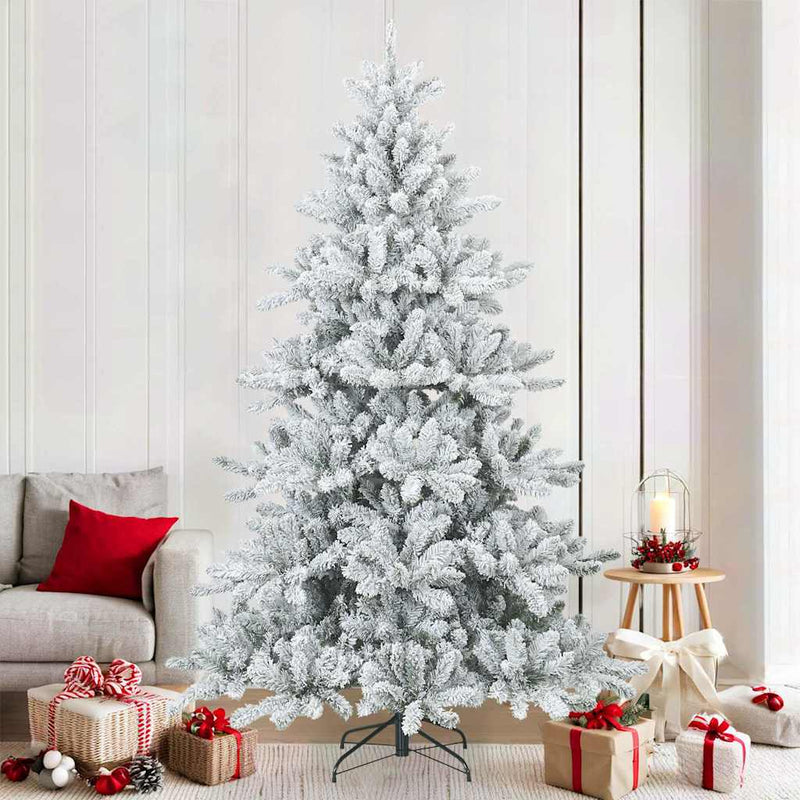 Load image into Gallery viewer, Vidaxl kunst kerstboom met geveerde takken, sneeuw bedekt wit 210 cm
