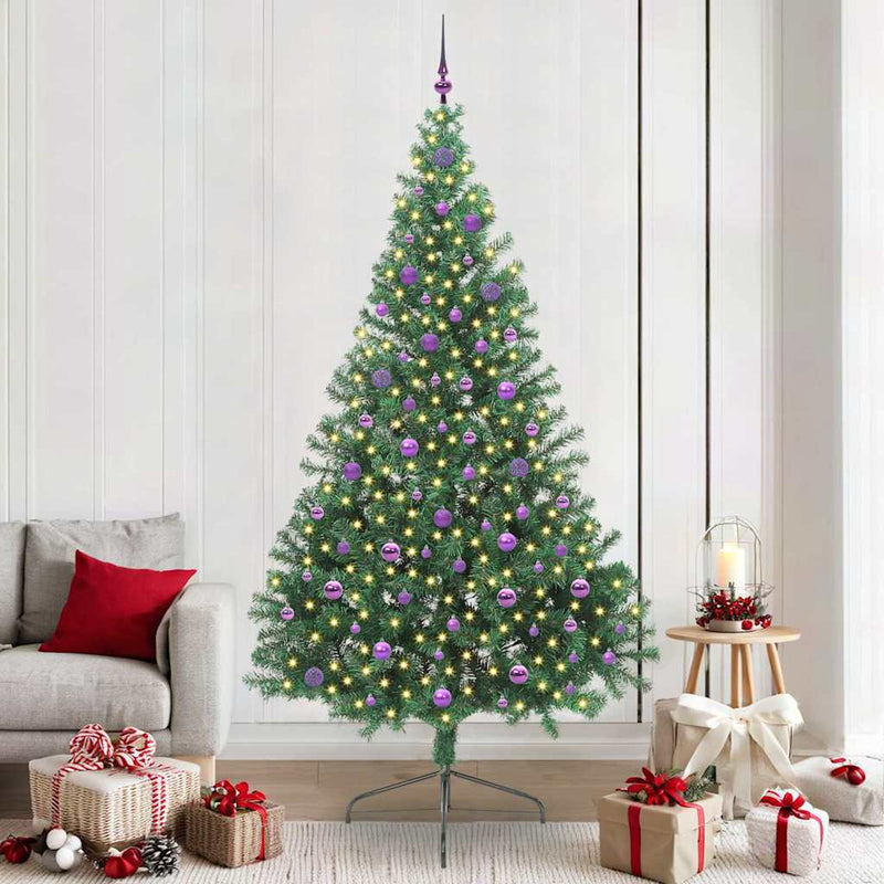Load image into Gallery viewer, Vidaxl kunstmatig voorverlicht kerstboom met 300 led groen 240 cm pvc
