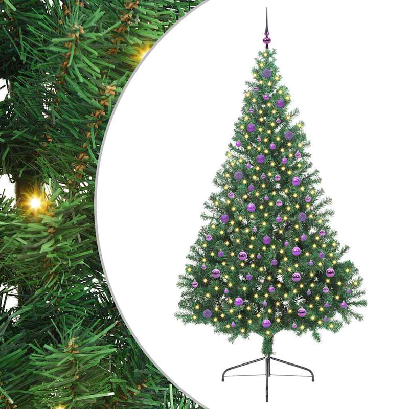 Load image into Gallery viewer, Vidaxl kunstmatig voorverlicht kerstboom met 300 led groen 240 cm pvc
