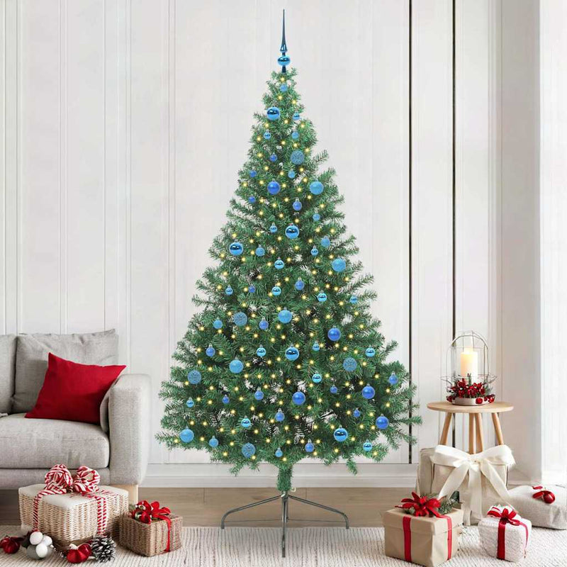 Load image into Gallery viewer, Vidaxl kunstmatig voorverlicht kerstboom met 300 led groen 240 cm pvc
