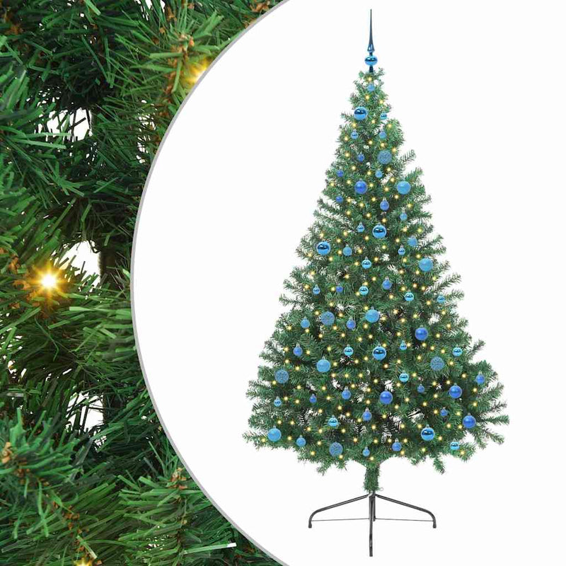 Load image into Gallery viewer, Vidaxl kunstmatig voorverlicht kerstboom met 300 led groen 240 cm pvc
