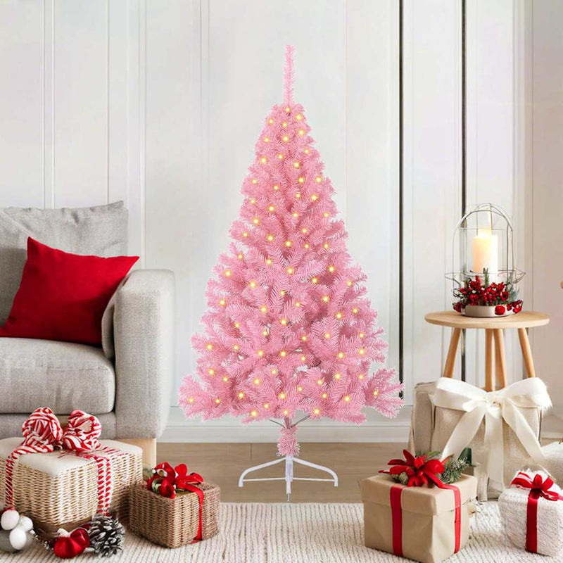 Load image into Gallery viewer, Vidaxl kunstmatig voorverlicht kerstboom met 150 led roze 120 cm pvc

