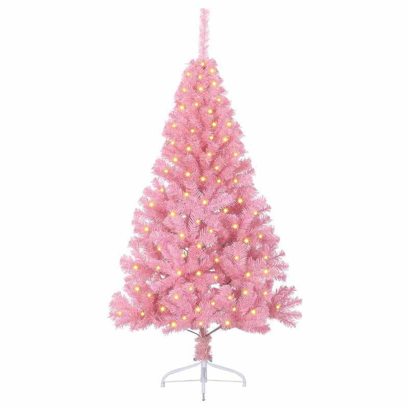 Load image into Gallery viewer, Vidaxl kunstmatig voorverlicht kerstboom met 150 led roze 120 cm pvc
