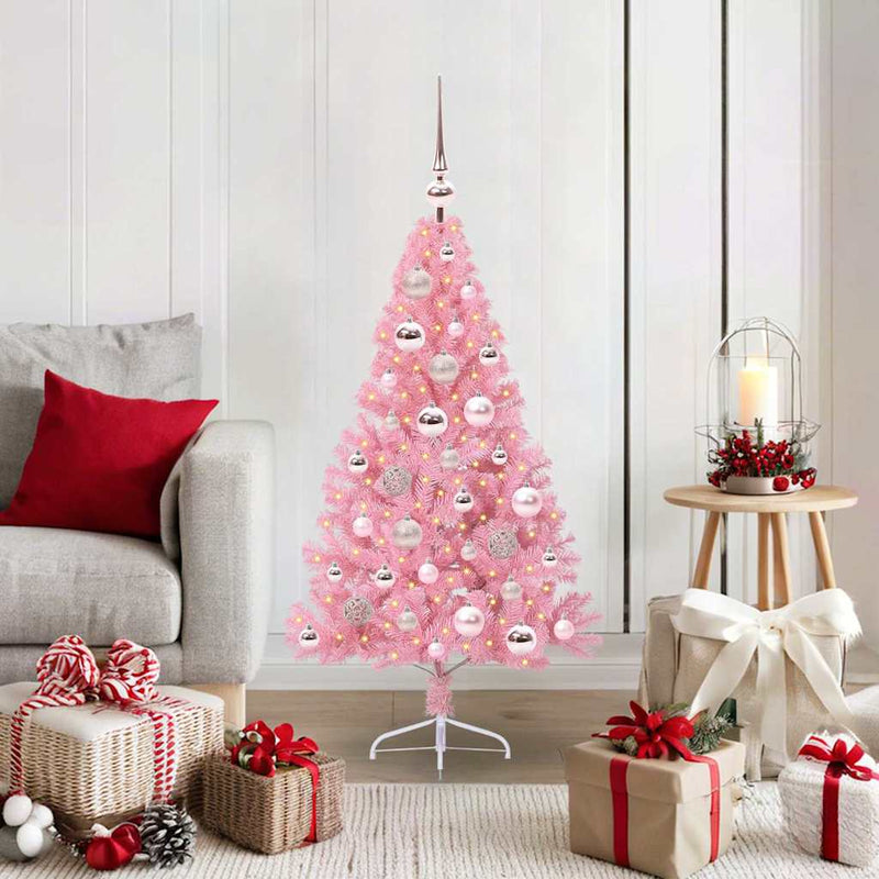 Load image into Gallery viewer, Vidaxl kunstmatig voorverlicht kerstboom met 150 led roze 120 cm pvc
