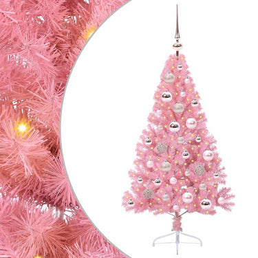 Vidaxl kunstmatig voorverlicht kerstboom met 150 led roze 120 cm pvc