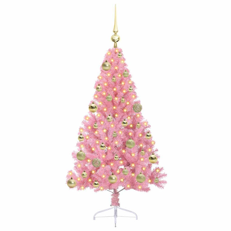 Load image into Gallery viewer, Vidaxl kunstmatig voorverlicht kerstboom met 150 led roze 120 cm pvc

