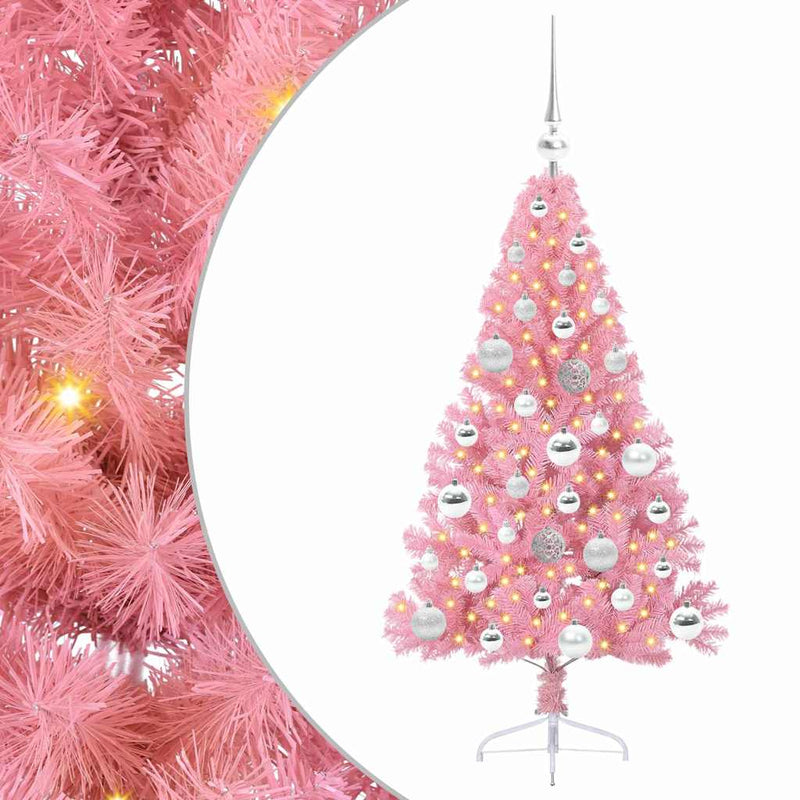 Load image into Gallery viewer, Vidaxl kunstmatig voorverlicht kerstboom met 150 led roze 120 cm pvc
