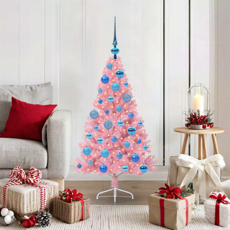 Load image into Gallery viewer, Vidaxl kunstmatig voorverlicht kerstboom met 150 led roze 120 cm pvc
