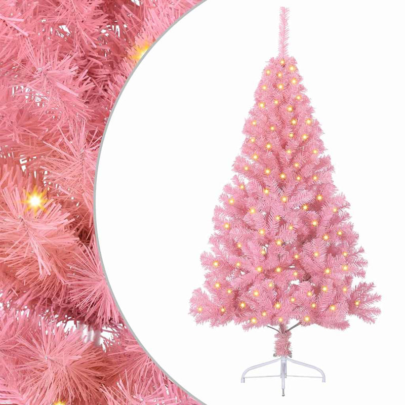 Load image into Gallery viewer, Vidaxl kunstmatig voorverlicht kerstboom met 150 led roze 150 cm pvc
