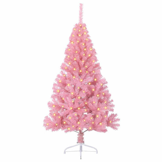 Vidaxl kunstmatig voorverlicht kerstboom met 150 led roze 150 cm pvc