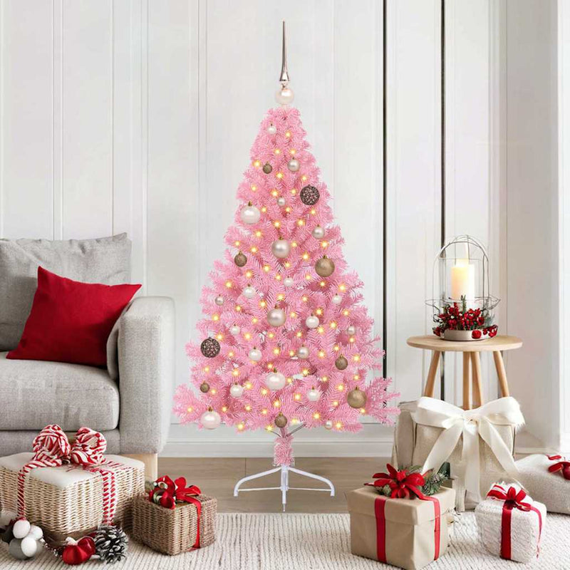 Load image into Gallery viewer, Vidaxl kunstmatig voorverlicht kerstboom met 150 led roze 150 cm pvc
