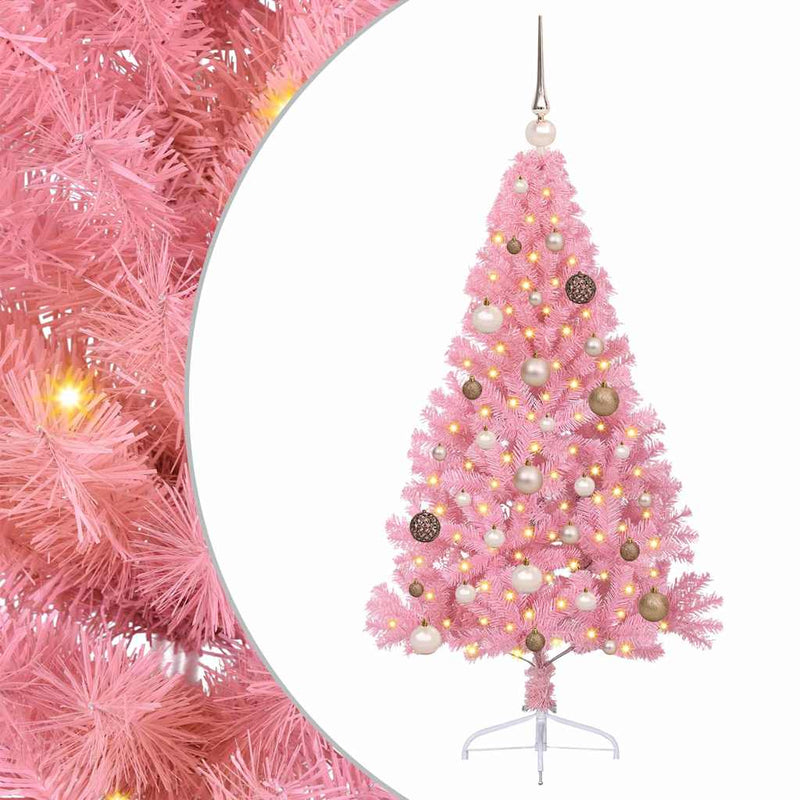 Load image into Gallery viewer, Vidaxl kunstmatig voorverlicht kerstboom met 150 led roze 150 cm pvc
