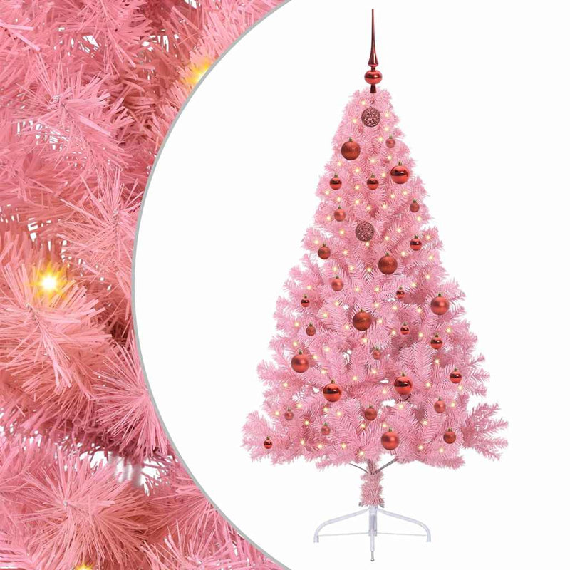 Load image into Gallery viewer, Vidaxl kunstmatig voorverlicht kerstboom met 150 led roze 150 cm pvc
