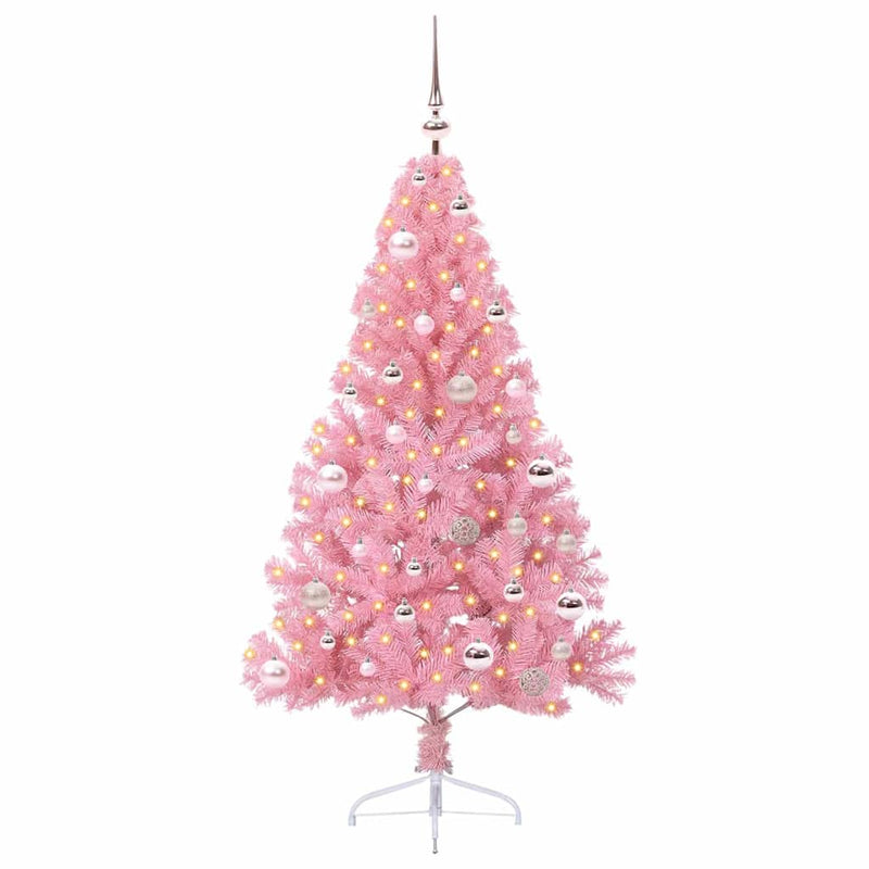 Load image into Gallery viewer, Vidaxl kunstmatig voorverlicht kerstboom met 150 led roze 150 cm pvc
