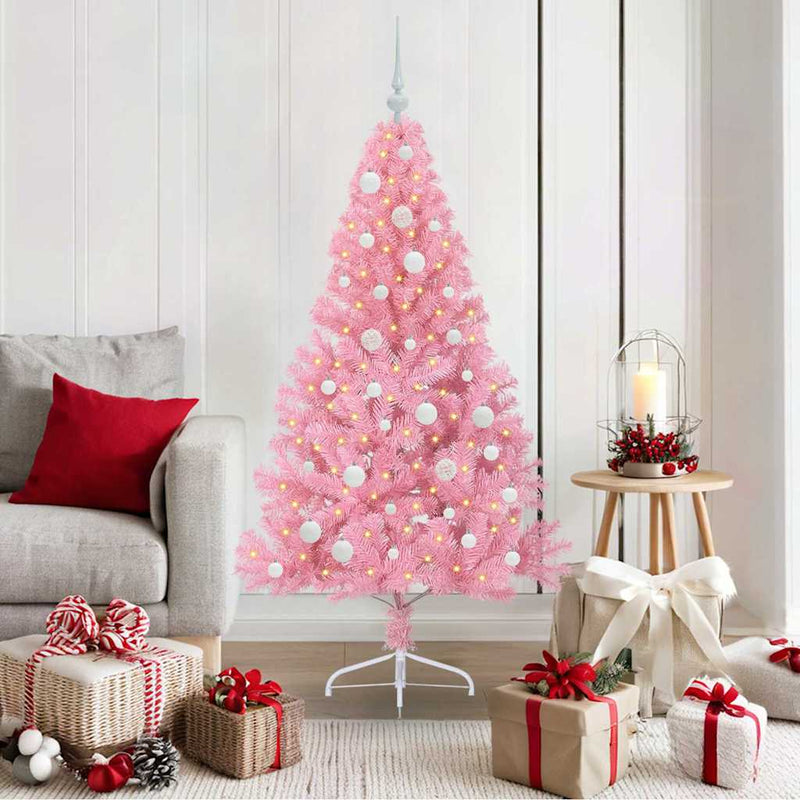 Load image into Gallery viewer, Vidaxl kunstmatig voorverlicht kerstboom met 150 led roze 150 cm pvc
